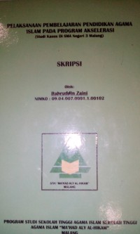 Image of pelaksanaan Pembelajaran Pendidikan Agama Islam Program Akselerasi; studi kasus di SMA Negeri 3 Malang