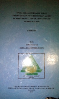 Image of Upaya kepala madrasah dalam meningkatkan mutu pendidikan agama islam di MI jabal tsur karang nongko tajinan malang