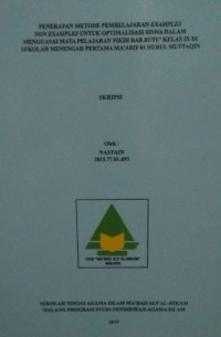 Image of Penerapan Metode Pembelajaran Examples non examples untuk Optimalisasi Siswa dalam Menguasai Mata Pelajaran Fikih Buyu' Kelas Ix di Sekolah Menengah Pertama Ma'arif 01 Nurul Muttaqin